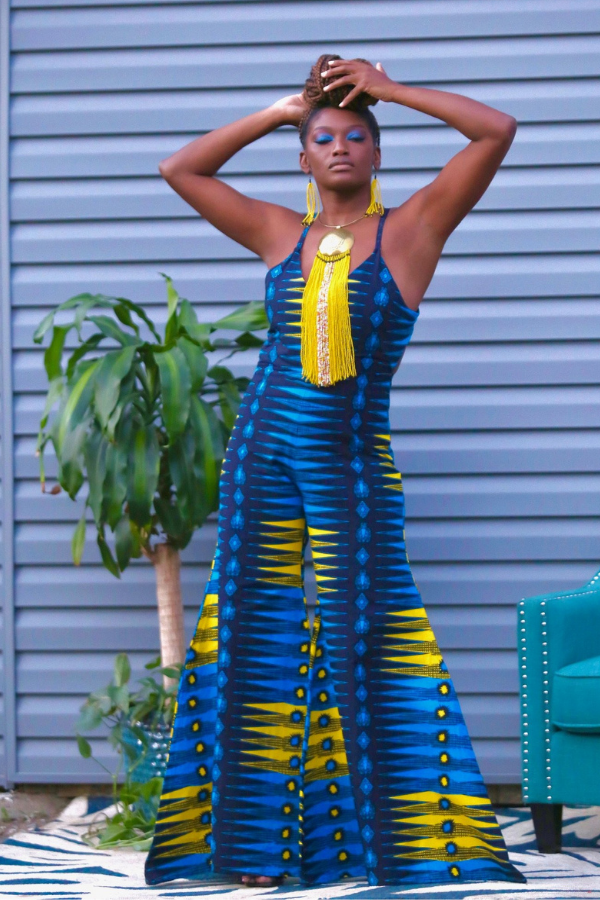 African Print Ayana (Blue) Jumpsuit