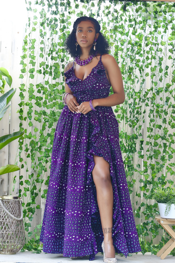 African Print Mali (Purple) Maxi Dress