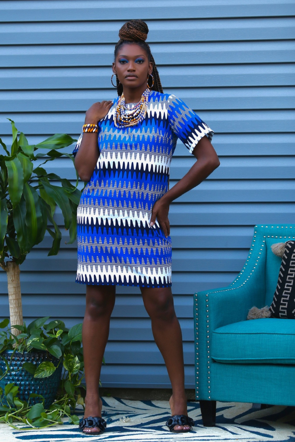 African Print Rema (Blue) Dress