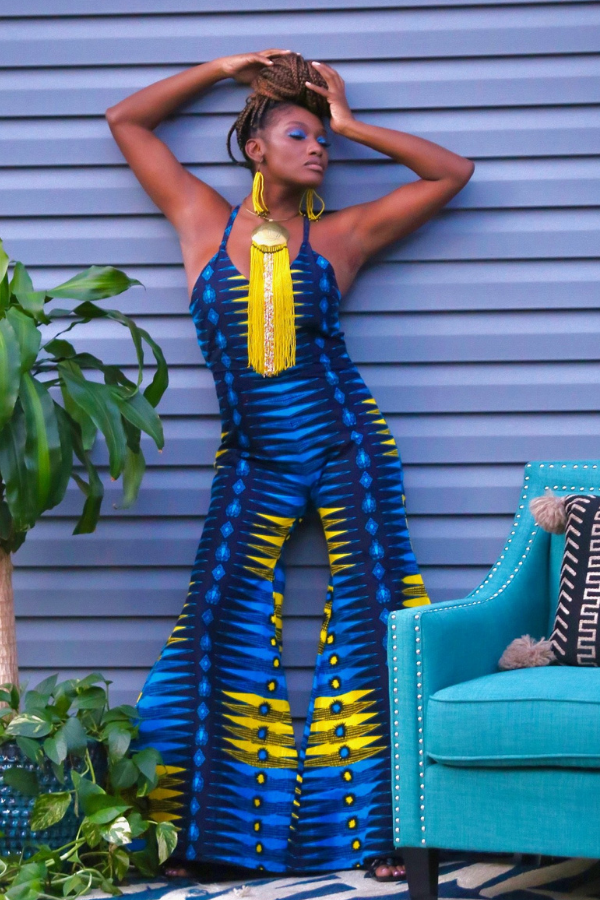 African Print Ayana (Blue) Jumpsuit