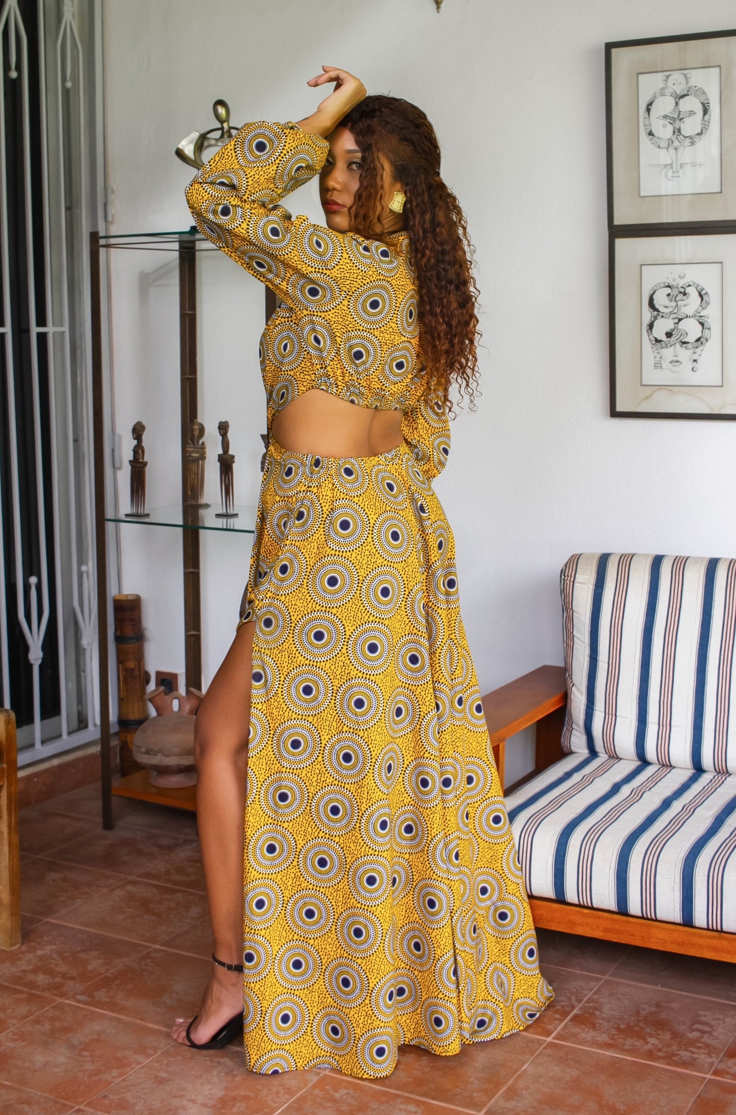 African Print Coumba (Yellow) Maxi Dress