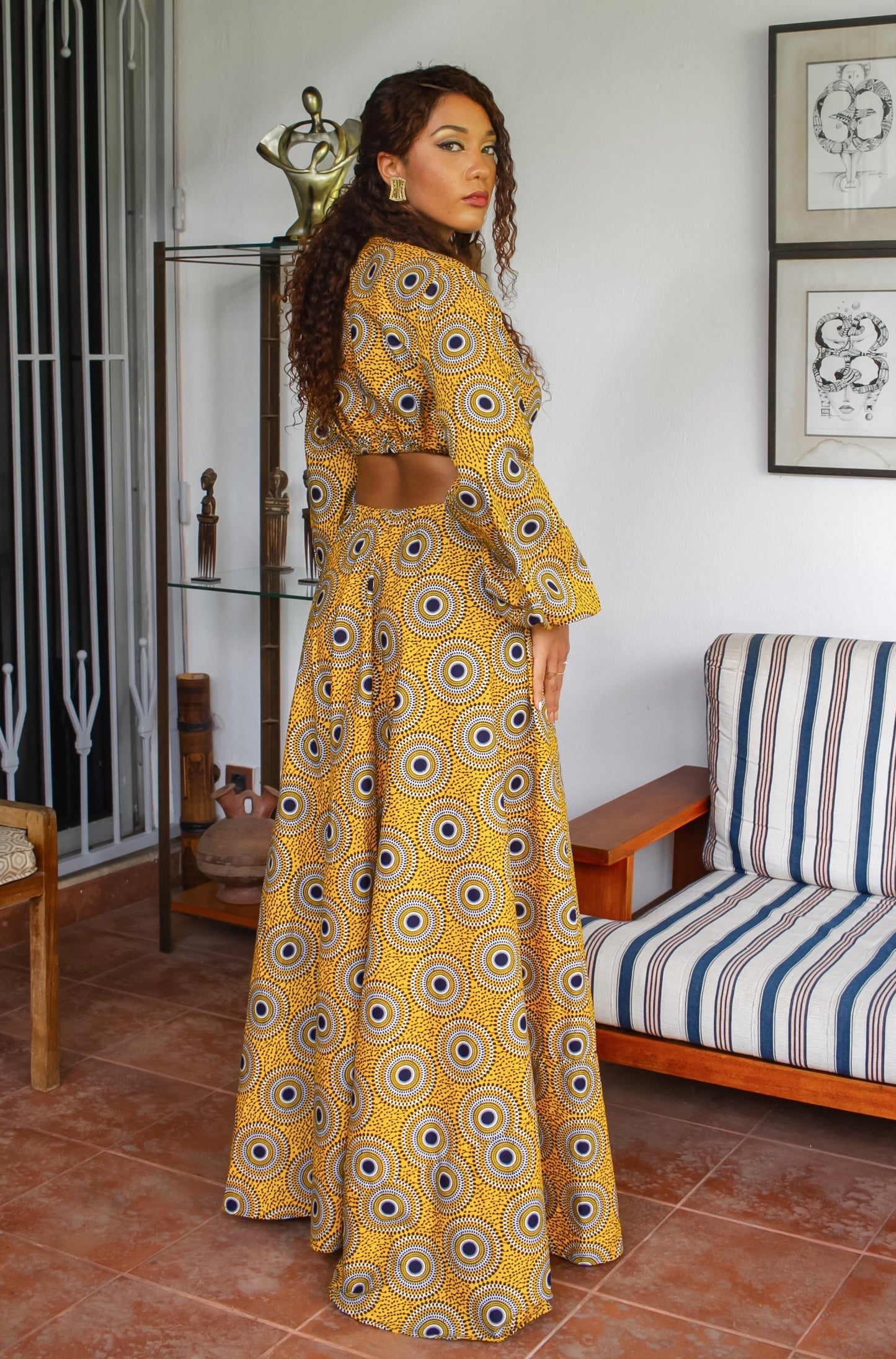 African Print Coumba (Yellow) Maxi Dress