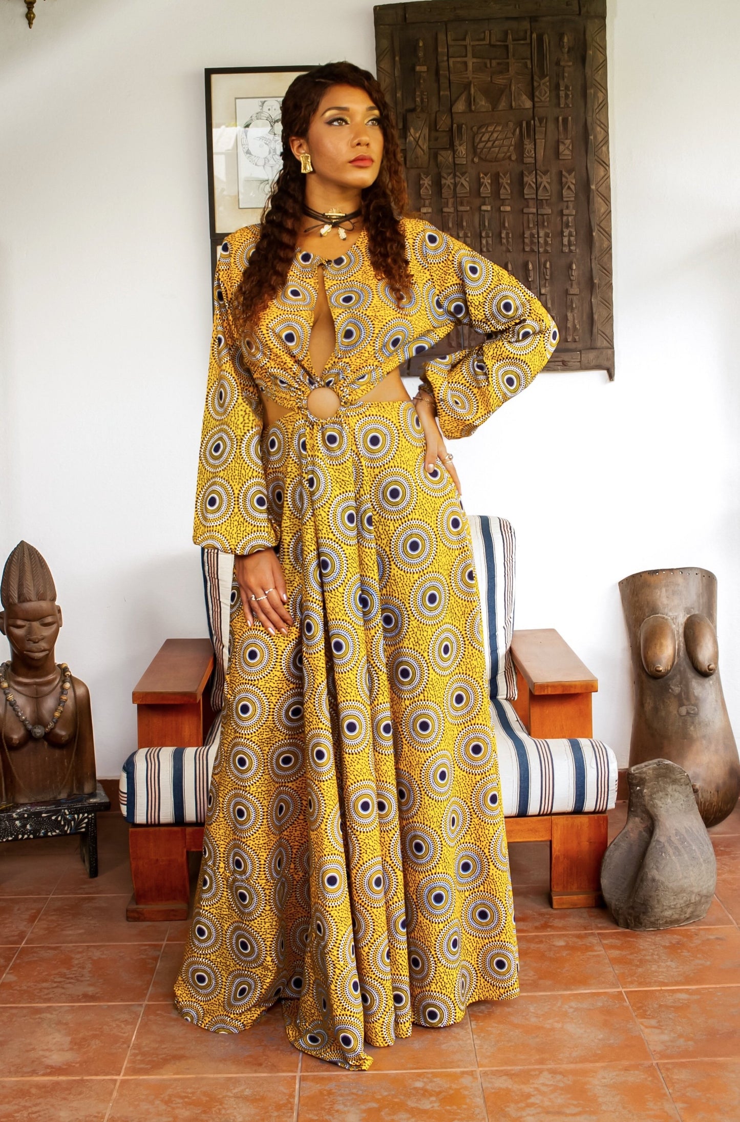 African Print Coumba (Yellow) Maxi Dress