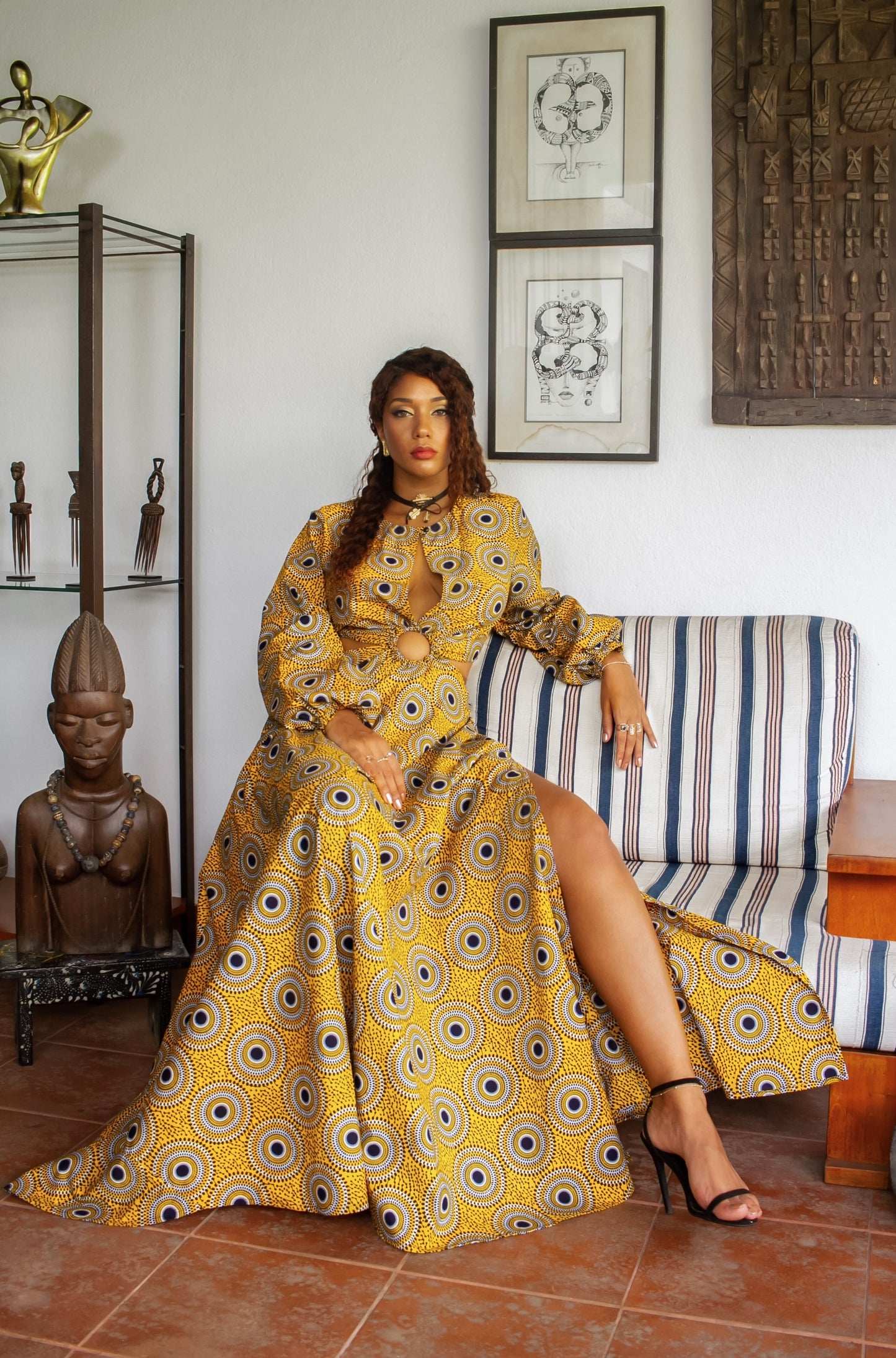 African Print Coumba (Yellow) Maxi Dress
