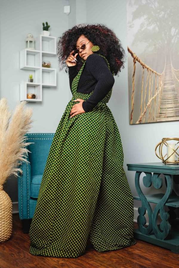 African Print Shante (Green) Jumpsuit