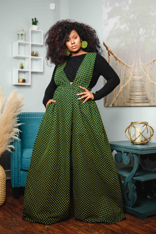 African Print Shante (Green) Jumpsuit