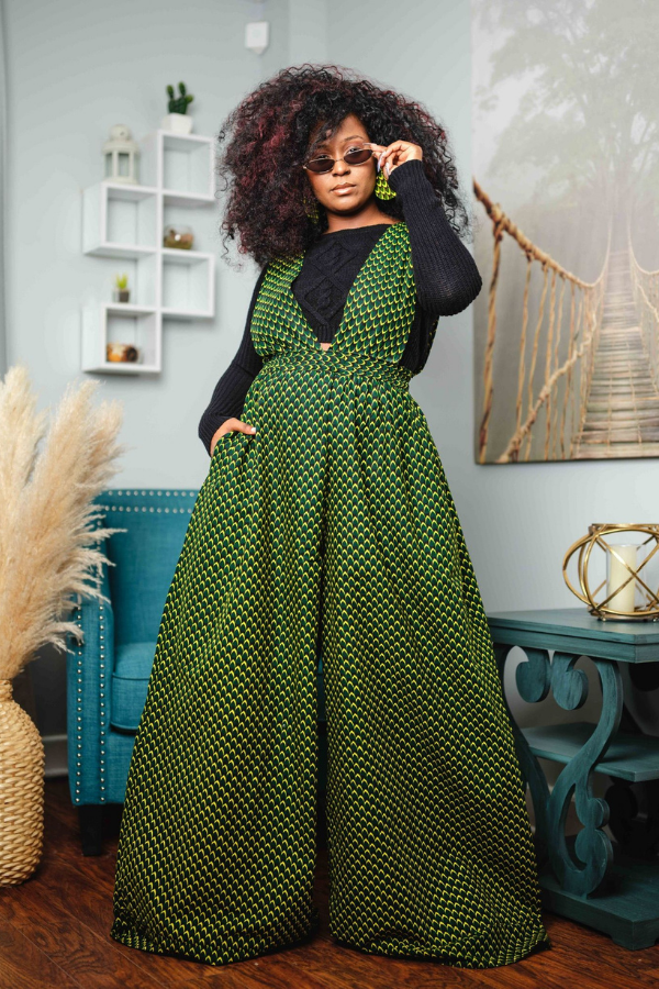African Print Shante (Green) Jumpsuit
