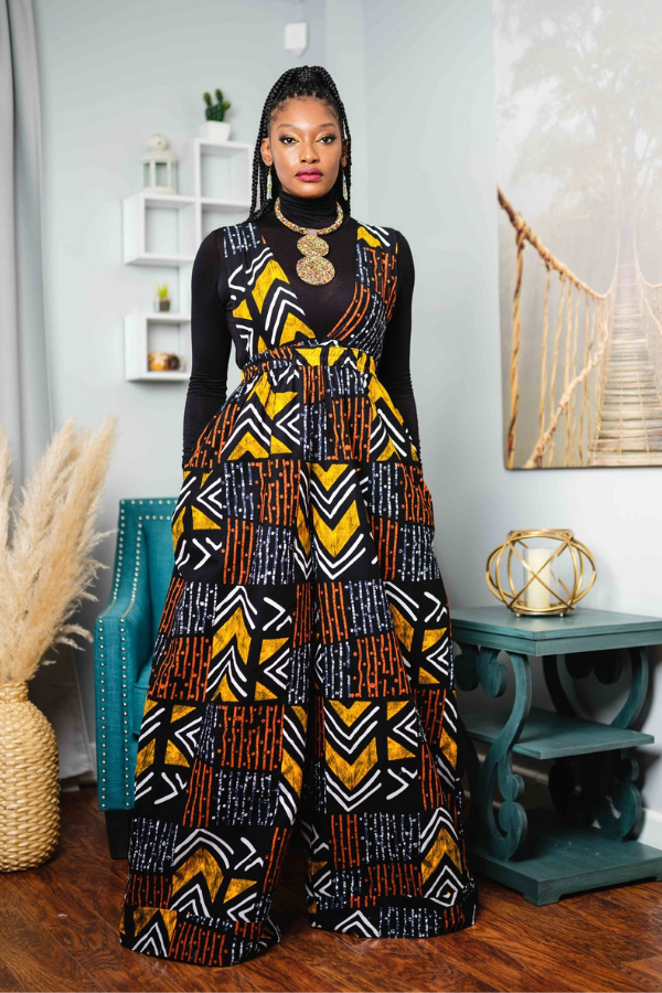 African Print Shante (Feu) Jumpsuit