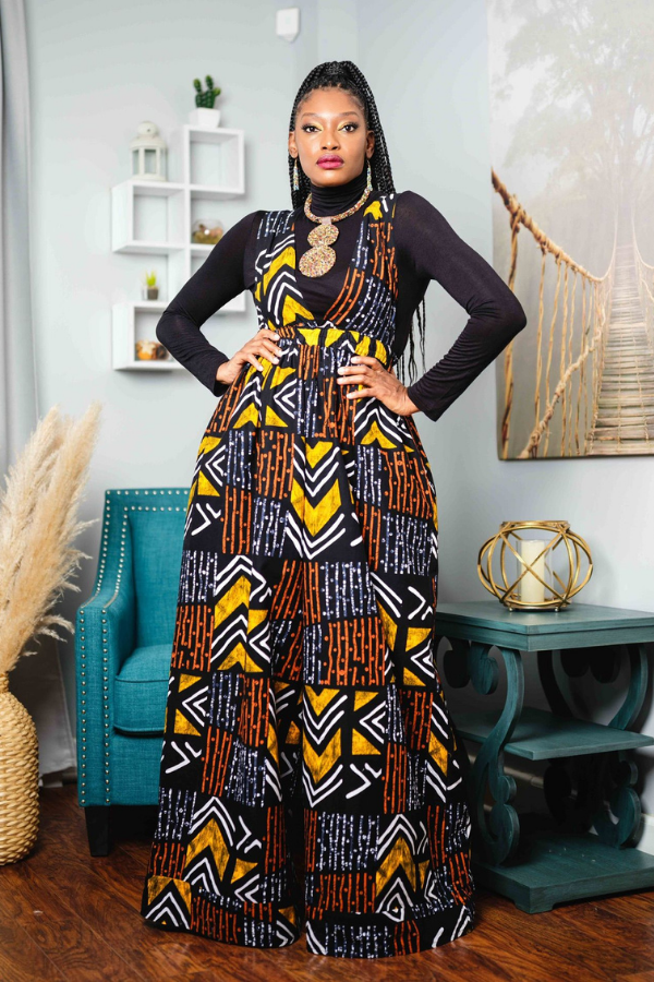African Print Shante (Feu) Jumpsuit