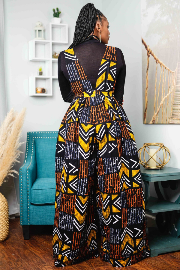 African Print Shante (Feu) Jumpsuit