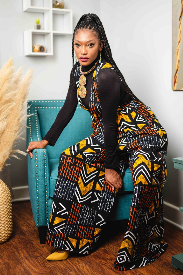 African Print Shante (Feu) Jumpsuit