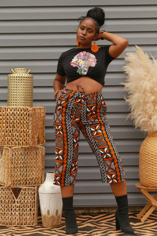 Relaxed-fit Ankara Capri Pants