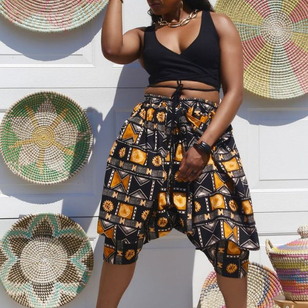 Extravagant Ankara Drop-Crotch Harem Shorts (Fasso) – Kadjoe