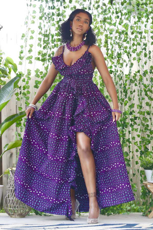 African Print Mali (Purple) Maxi Dress