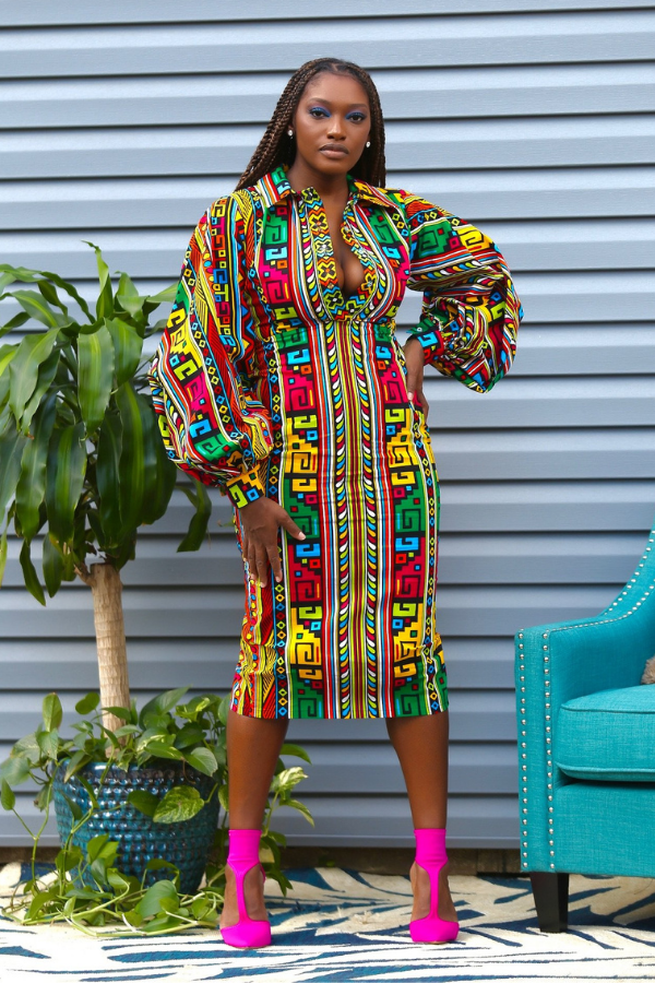 African Print Fenti Midi Dress