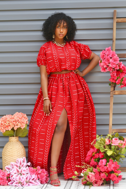 African Print Aziza (Red) Matching Set