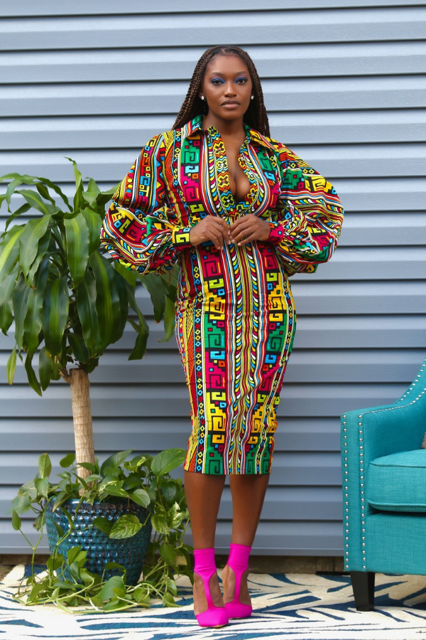 African Print Fenti Midi Dress