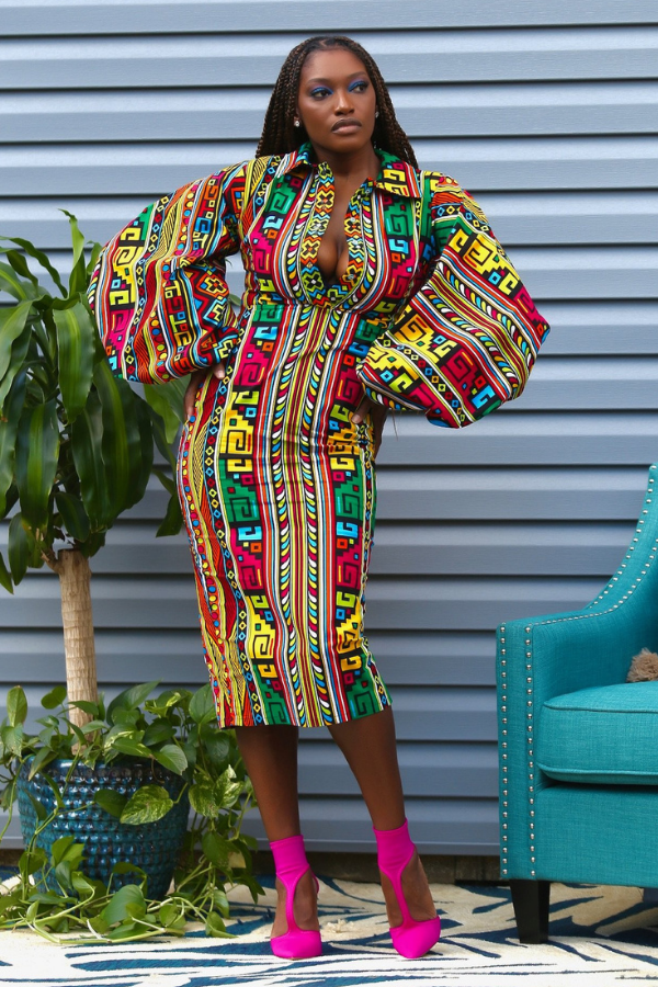 African Print Fenti Midi Dress