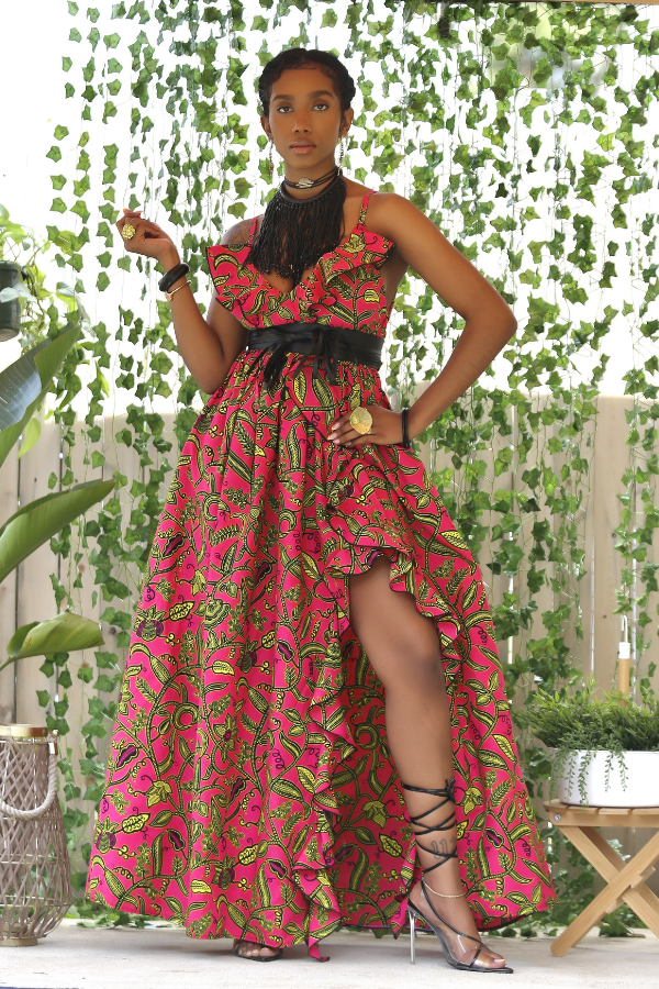 African Print Mali (Pink) Maxi Dress