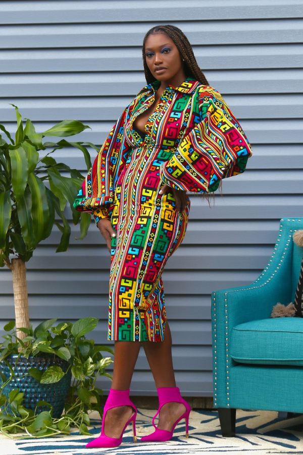 African Print Fenti Midi Dress