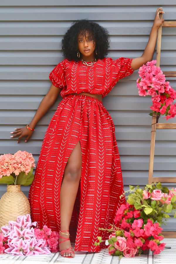 African Print Aziza (Red) Matching Set