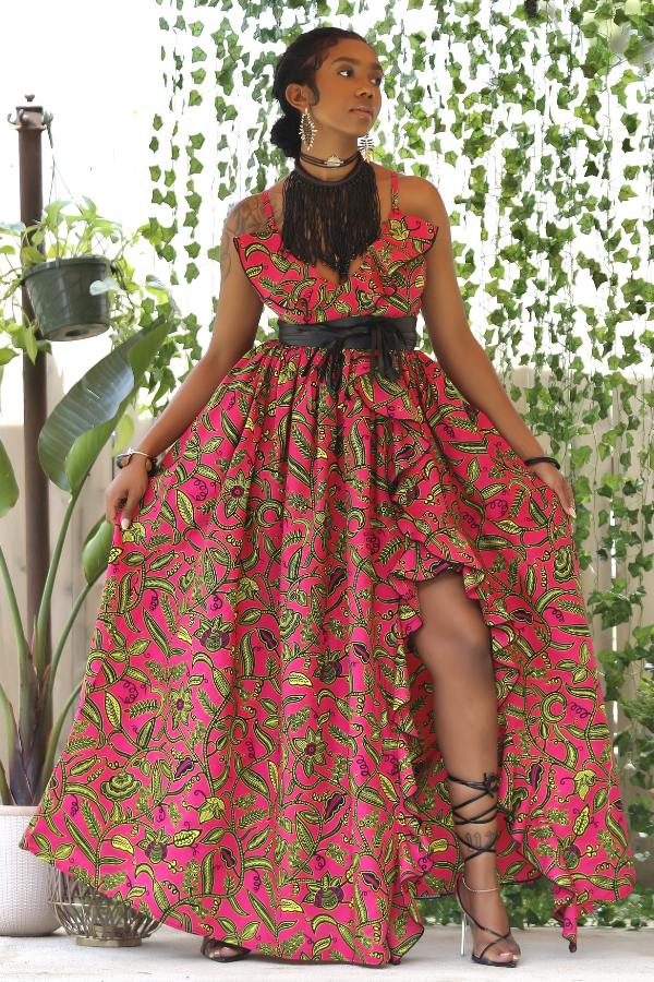 African Print Mali (Pink) Maxi Dress