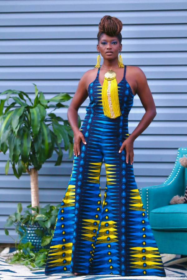 African Print Ayana (Blue) Jumpsuit