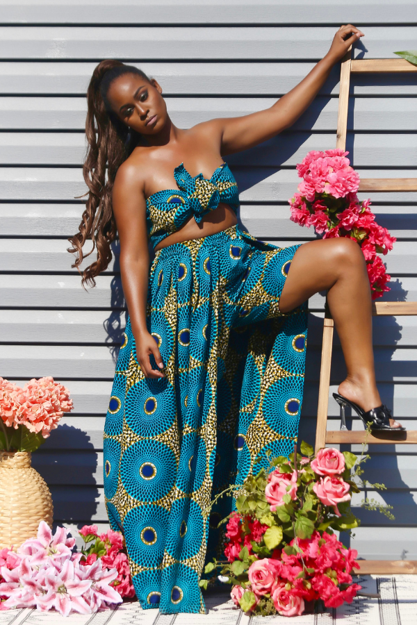 African Print Yara (Blue) Matching Set
