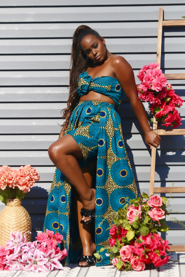 African Print Yara (Blue) Matching Set