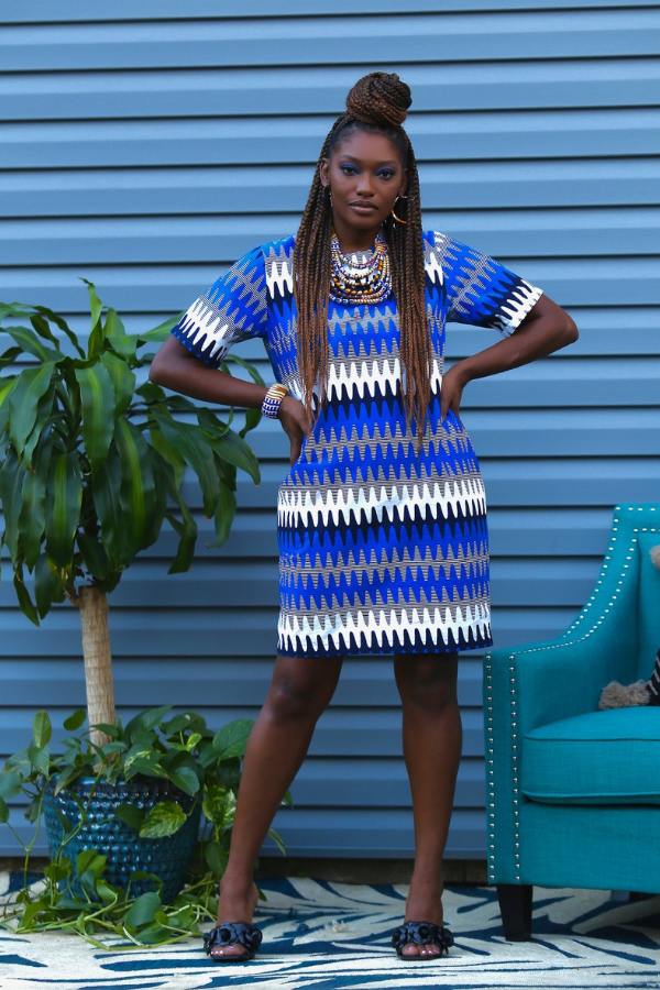 African Print Rema (Blue) Dress