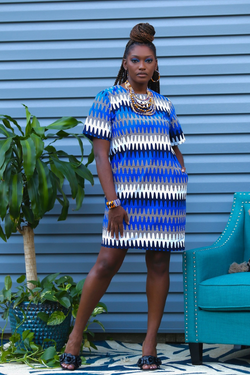 African Print Rema (Blue) Dress