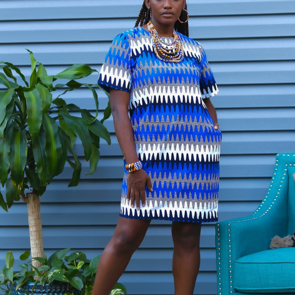 Blue and gold on sale african print dress