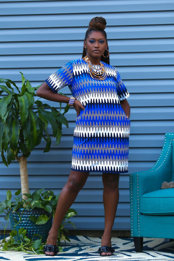 African Print Rema (Blue) Dress