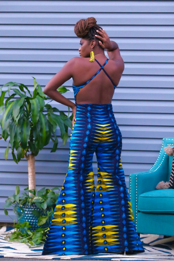 African Print Ayana (Blue) Jumpsuit