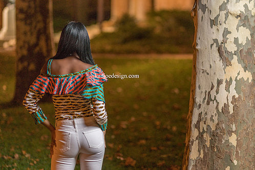 African Print Cori (White) Top