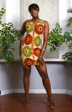African print Lexi (Orange) Dress