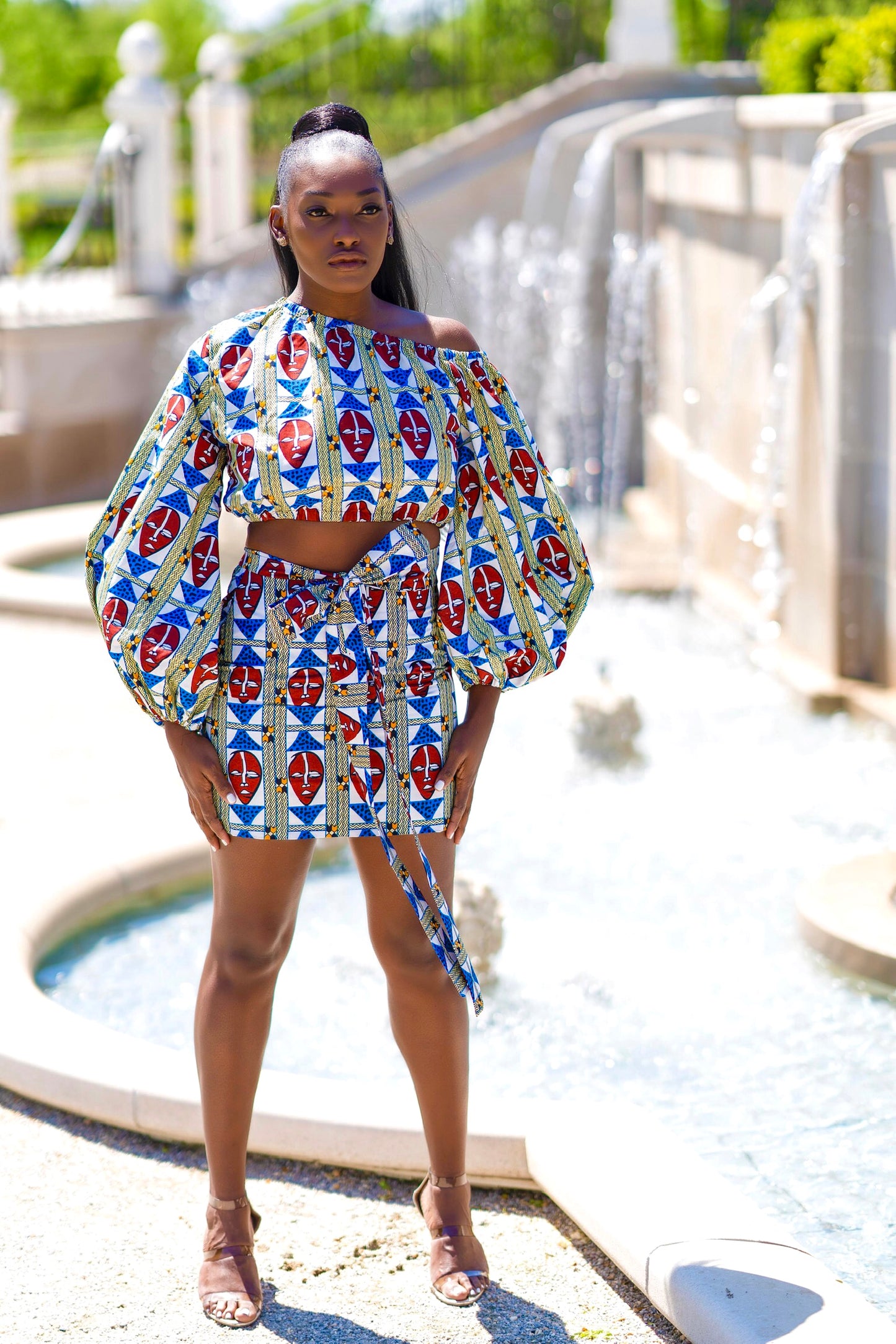 African Print Mauri (Mask) Mini Skirt