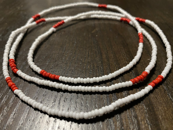 Manu (white & red) waist beads