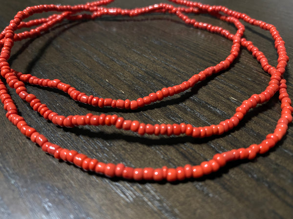 Manu (soft red) waist beads