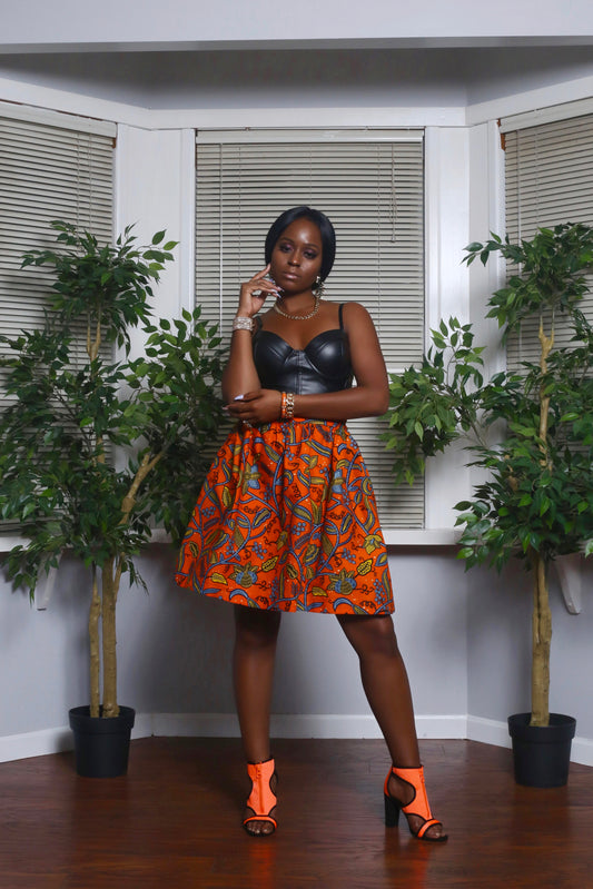 African Print Chouchou (Orange) Skirt