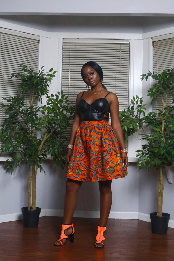 African Print Chouchou (Orange) Skirt