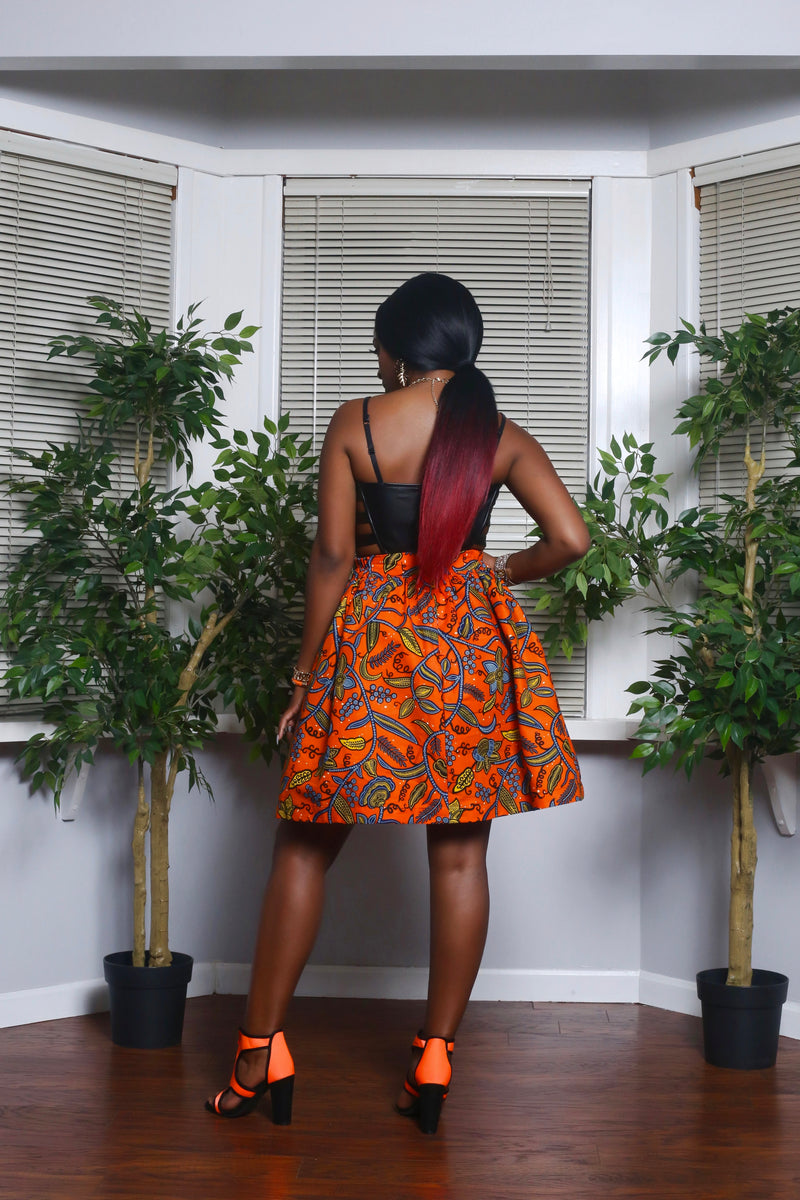 African Print Chouchou (Orange) Skirt