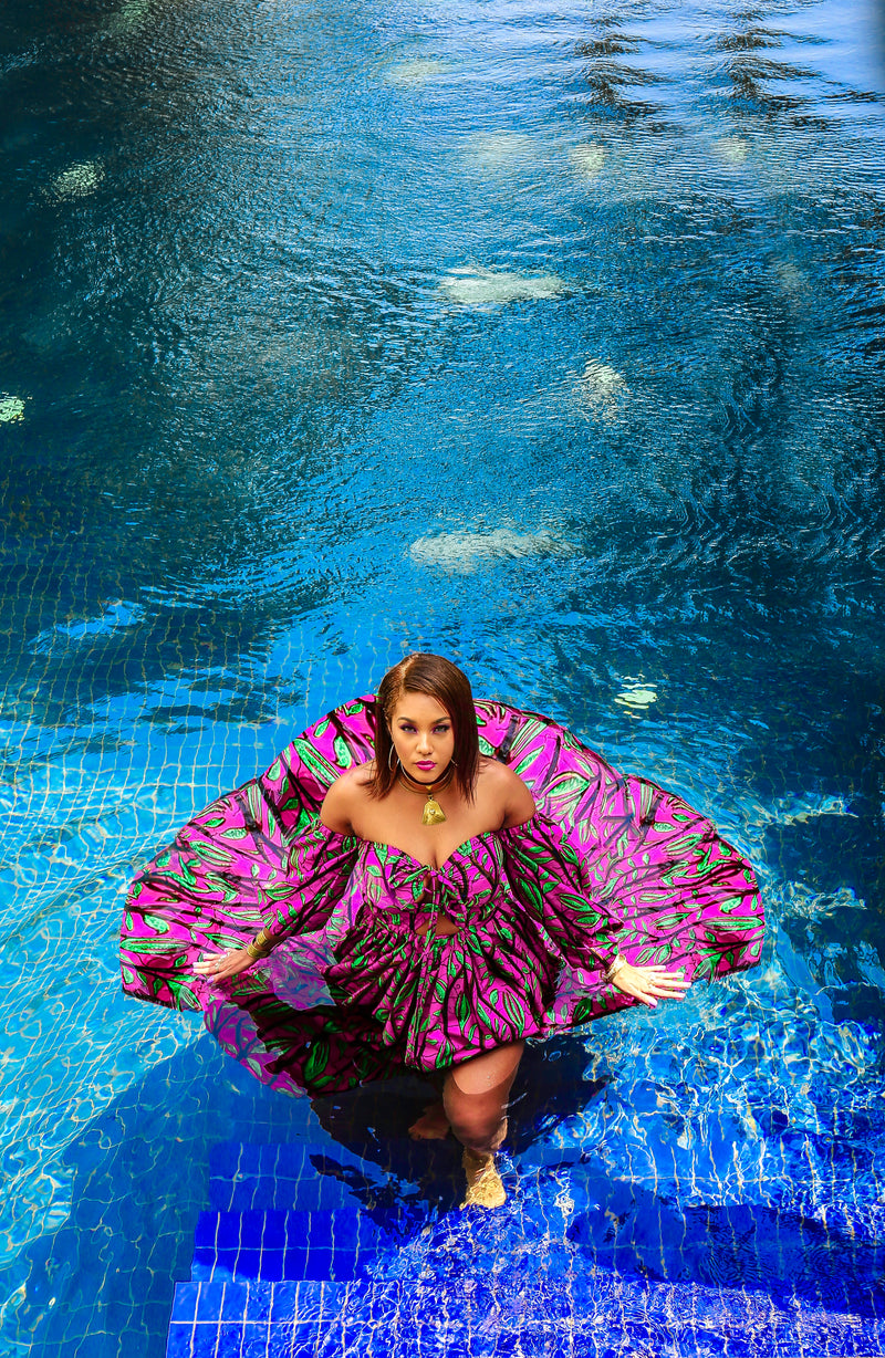 African Print Phanie (Hot-Pink) Maxi Dress