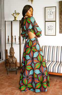 African Print Coumba (Green) Maxi Dress