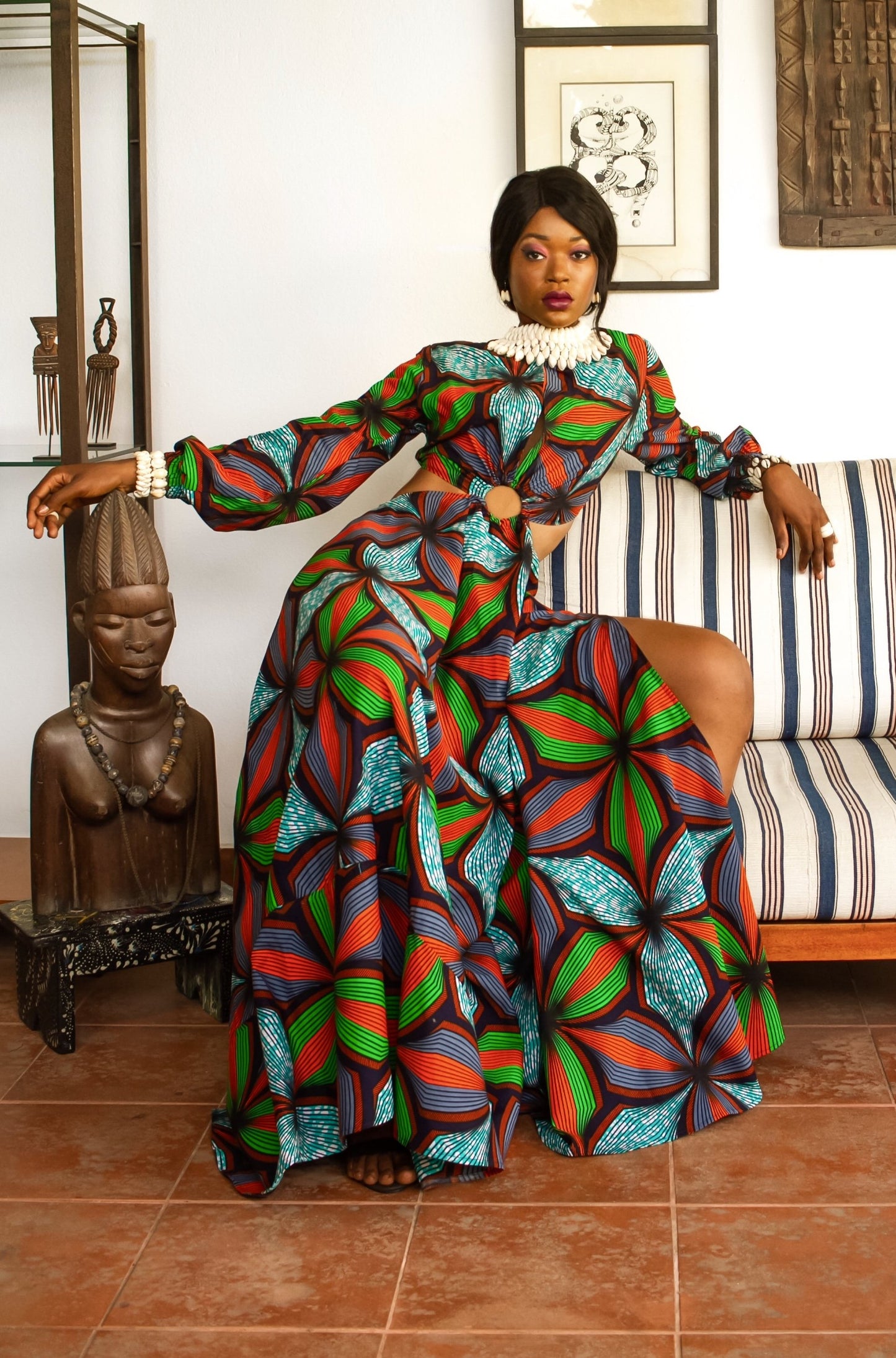 African Print Coumba (Green) Maxi Dress