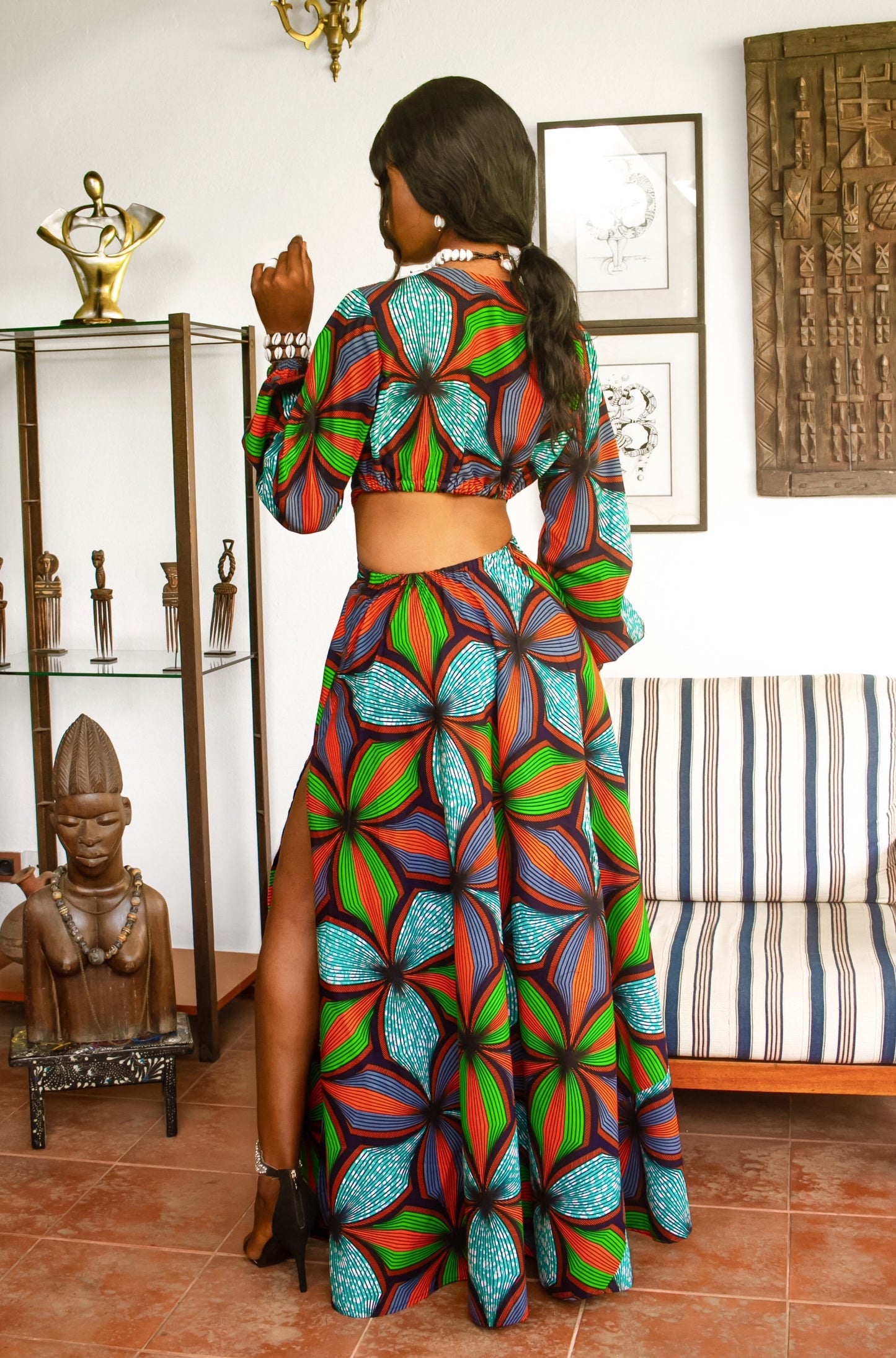 African Print Coumba (Green) Maxi Dress