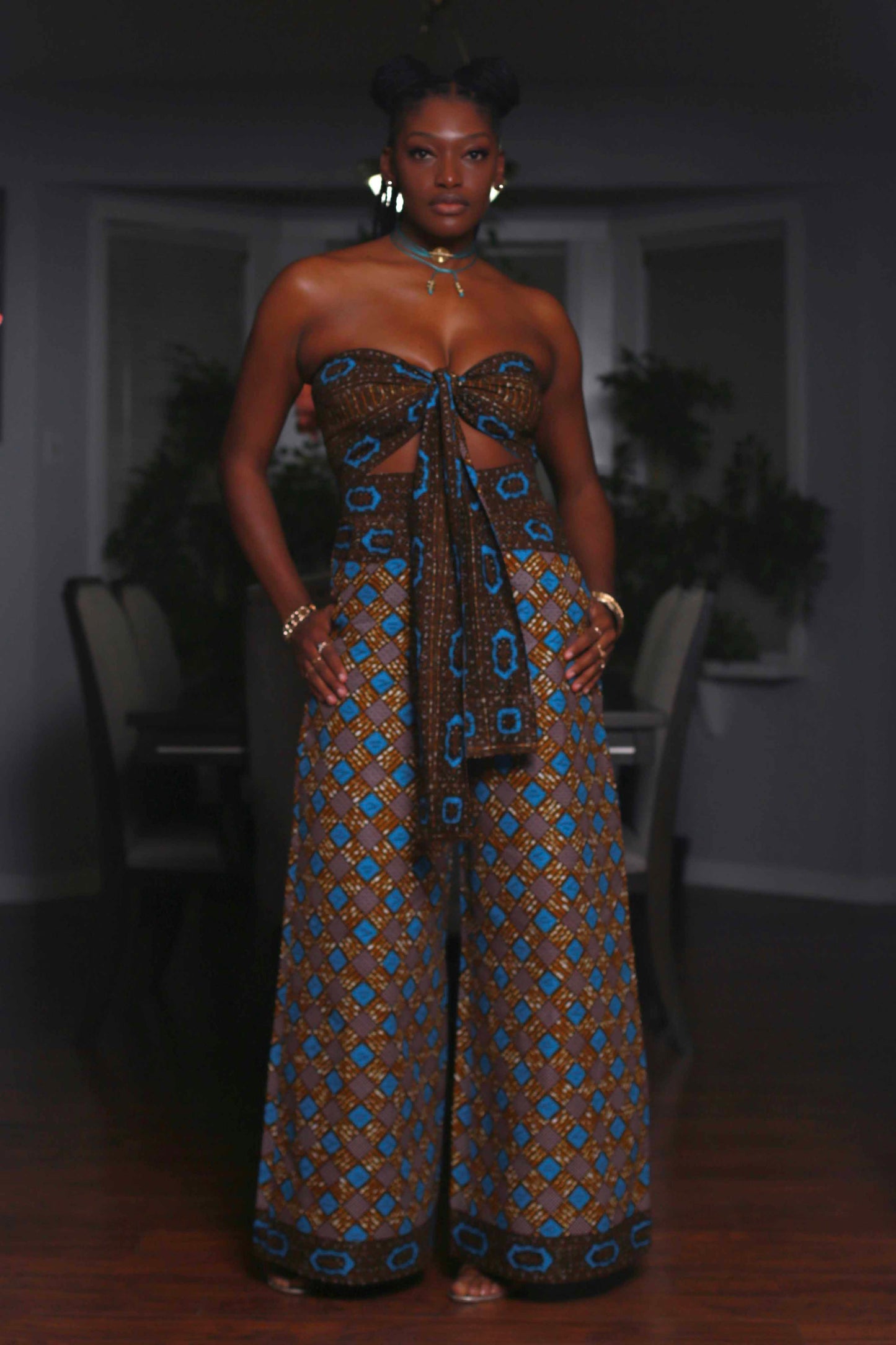 African Print Zora (Blue) Matching Set