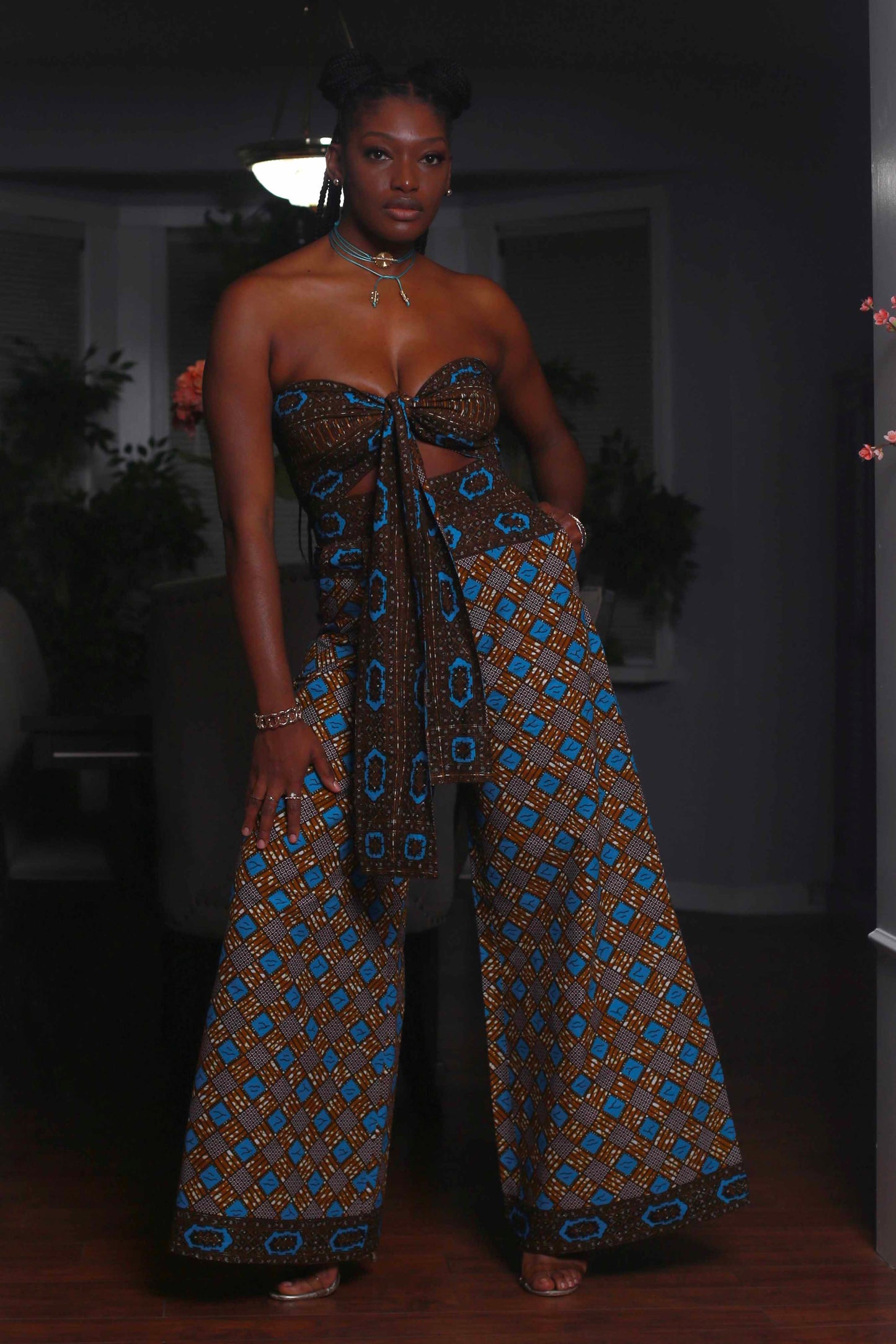 African Print Zora (Blue) Matching Set