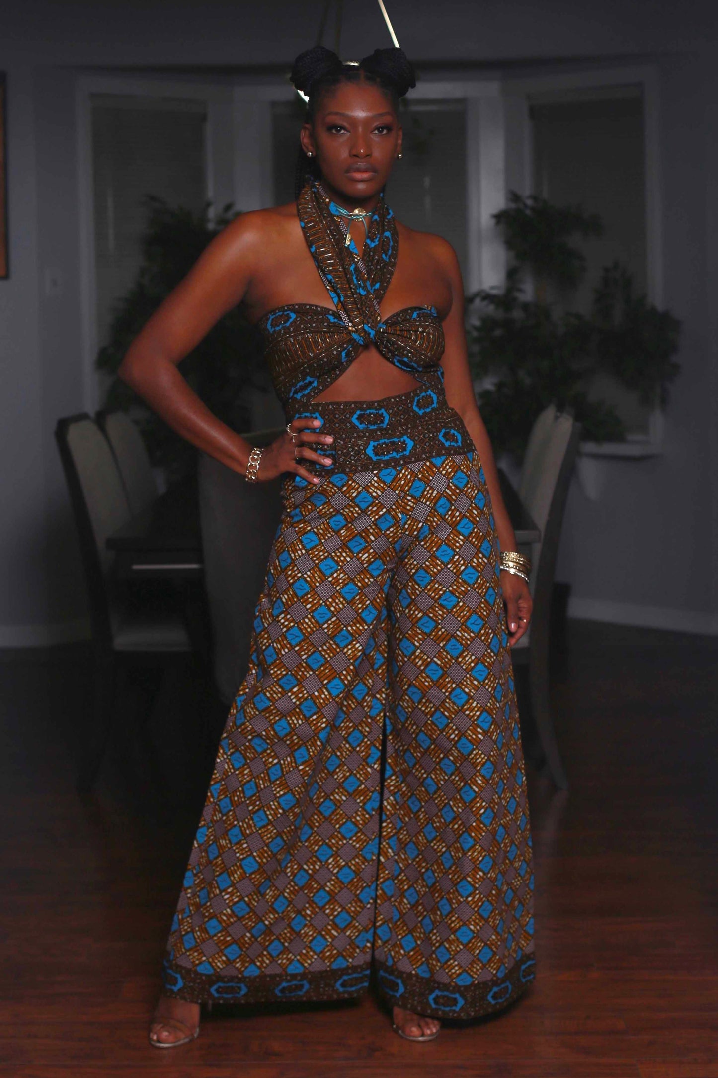 African Print Zora (Blue) Matching Set