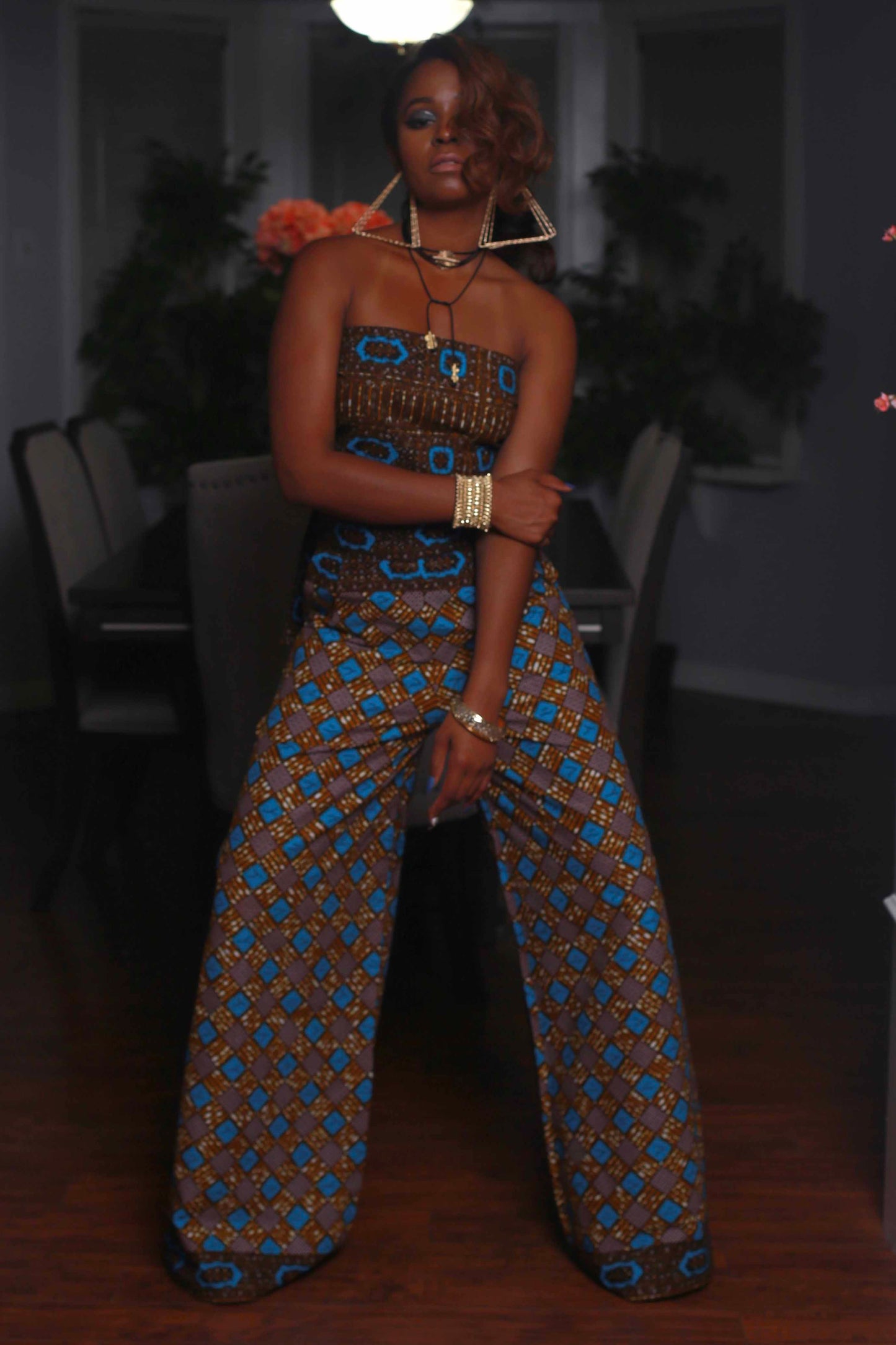 African Print Zora (Blue) Matching Set